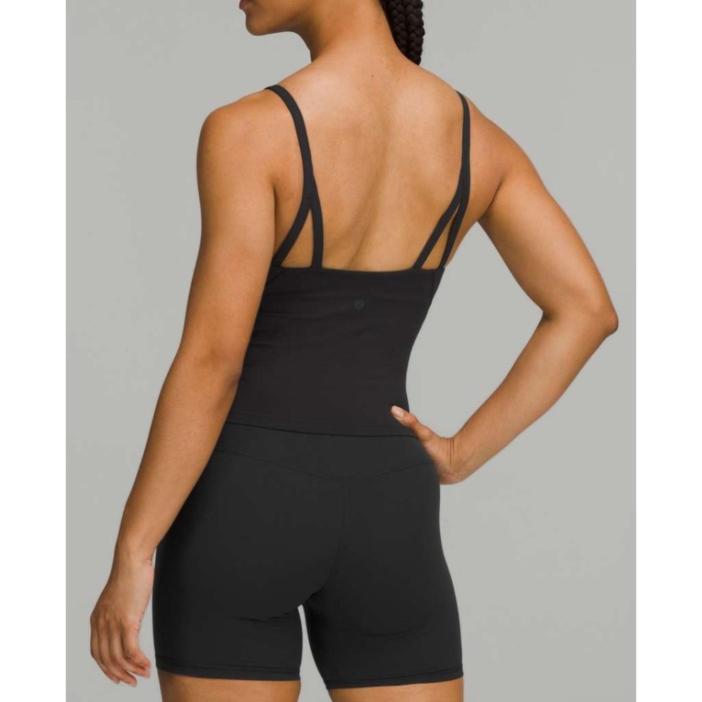 Lululemon Strappy Nulu Shelf Tank Top Black Fitted Crop Size 6 Shelf Bra